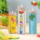 Yousoontic 3 Pcs Summer Table Block Signs Tropical Watermelon Flamingo Centerpiece Hello Summer Hawaiian Decorations for Tiered Tray Decor Home Office Kitchen Mantel Shelf Indoor (Tropical)