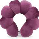 Sexysamba Flower Travel Neck Pillows for Airplanes Breathable Cotton U-Shaped Neck Pillow for Kids & Adults Head Neck Chin Support Rest Pillow for Traveling, Car, Train, Bus, Recline, Home, Office, Purple