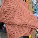 Chunky Knit Blanket Throw, 100% Hand Knit Throw Blanket Handmade Chenille Cable Knit Throw for Couch, Stylish Cozy Soft Rope Knot Crochet Blanket for Home Decor, Copper Brown, 50x60 Inches  