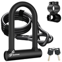 Sportneer Bike Lock: Heavy Duty Anti Theft Bike U Lock with 5ft Security Steel Cable 