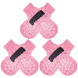 EXPAWLORER Anti-Slip Dog Socks to Prevent Licking Paws,Dog Shoes for Hot/Cold Pavement,Best Paw Protector Traction Control on Hardwood Floor,Dog Booties for Puppy Small Medium Large Senior Dogs (Small (6 Count), Pink)