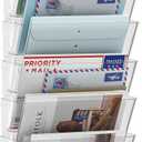 MINDEPOT 6 Pockets Acrylic Wall File Organizer, Clear Wall File Holder, Plastic Hanging Wall File Holder for Office, School and Home, Clear