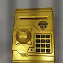 Cargooy Mini ATM Piggy Bank ATM Machine Best Gift for Kids,Electronic Code Piggy Bank Money Counter Safe Box Coin Bank for Boys Girls Password Lock Case (Gold)