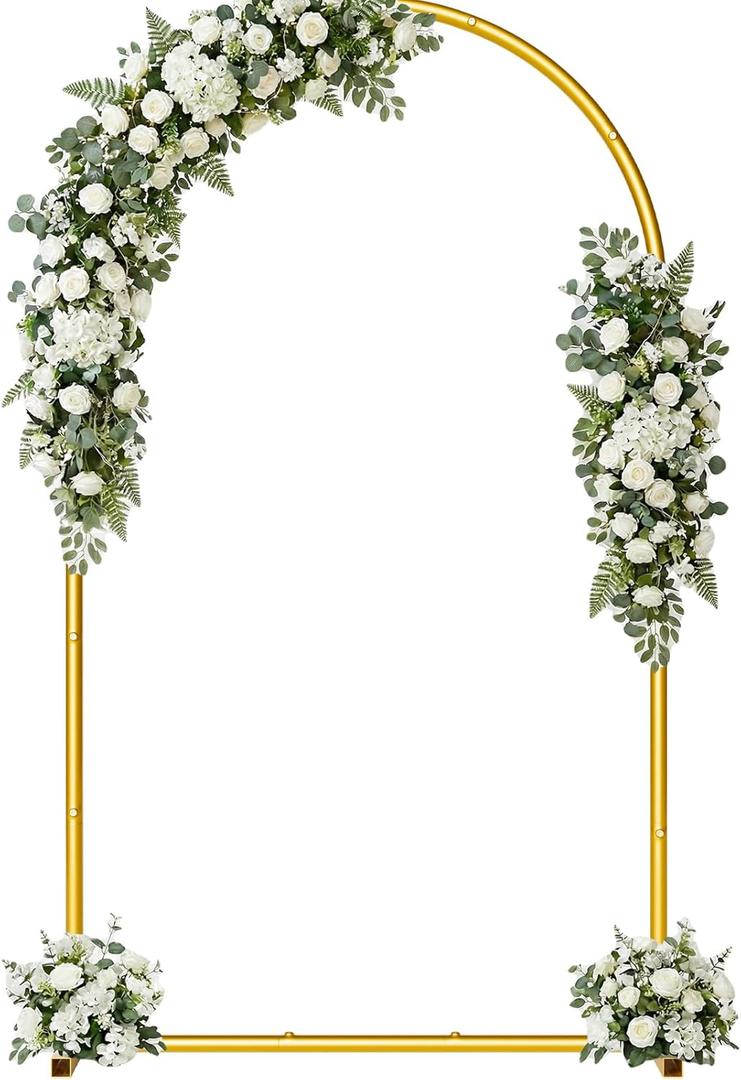 7.2FT Metal Wedding Arch Backdrop Stand,Stable Balloon Arch Frame for Wedding Ceremony Birthday Party Baby Shower Graduation Anniversary Floral Decoration,Gold