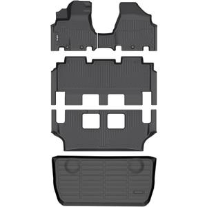 AIPOIL Floor Mats & Cargo Liner Set for 2011-2017 Honda Odyssey All Weather Protection TPE Anti-Slip Automotive Full Set Custom Car Mats Accessories - Black