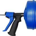 DrainX SPINFEED 35 Foot Snake Drum Auger | Drill Power or Manual Use - Auto Extend and Retract Snake | Work Gloves and Storage Bag Included