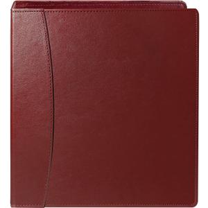 Vintage Faux Leather 3-Ring Binder, 2-Inch Spine, Round Ring, Fits Letter Size 8.5" x 11" Paper, Built-in Interior Pockets, Professional Document Binder (Red, 2 Inch)