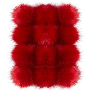12 Pieces Faux Fur Pom Pom Balls Fur Fluffy Pompom Ball with Elastic Loop for Hats Shoes Scarves Gloves Scarves Bag Key Chain Charms Accessories (Bright Red)