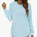 OFEEFAN Womens Sweatshirt Crewneck Long Sleeve Shirts High Low Tops Curved Hem Size L