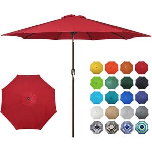 10FT Outdoor Patio Umbrella, Outdoor Table Umbrella, Yard Umbrella, Market Umbrella with 8 Sturdy Ribs, Push Button Tilt and Crank