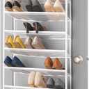 Whitmor 36 Pair Over The Door Shoe Organizer, 12 Tier Hanging Shoe Organizer, Heavy Duty Metal & Mesh Shoe Holder, Hanging Shoe Rack for Closet Organizer & Storage, 69"L x 21.7"W x 7.5"H, White