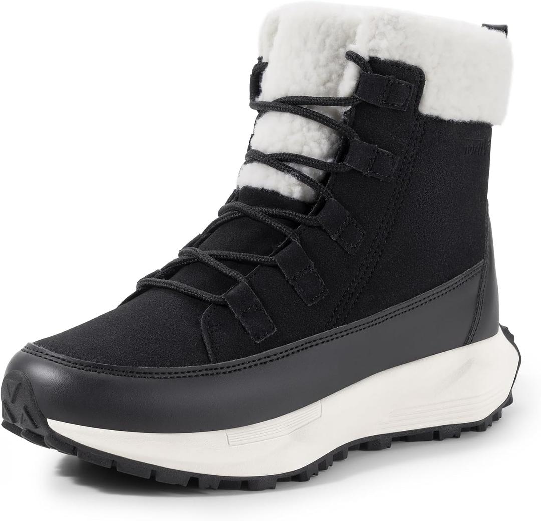 NORTIV 8 Women's Winter Boots Ankle Waterproof Lightweight Snow Sneaker Boots (Black)