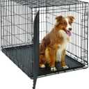 MidWest Homes for Pets Large LifeStages Single Door 42-Inch Folding Dog Crate, Enhanced Security, Includes Leak-Proof Pan, Divider Panel, Handle, Rubber Feet (Black)