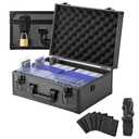 LOCKCURX Trading Card Storage Box for 3"x4" 35pt Rigid Cards, Holds 600+ Toploaders, Sports Card Case with 6 Foam Dividers, Toploader Storage Box, Sports Card Storage with Key Lock