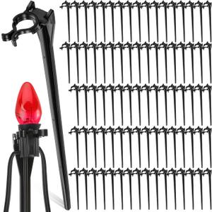 Jetec 60 Pieces Christmas Light Stakes Universal Yard Lawn Holiday 7.5 Inches Light Ground Stakes for C7 C9 String Lights Christmas Outdoor Lights Holders on Yards, Driveways (Black)