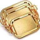 3 Pack Metal Serving Trays with Handles, Decorative Floral Platter Trays for Coffee Tea, Food, Dessert, Jewelry, for Buffet Wedding Party Kitchen Home Decor(Lovely,Silver, Gold)