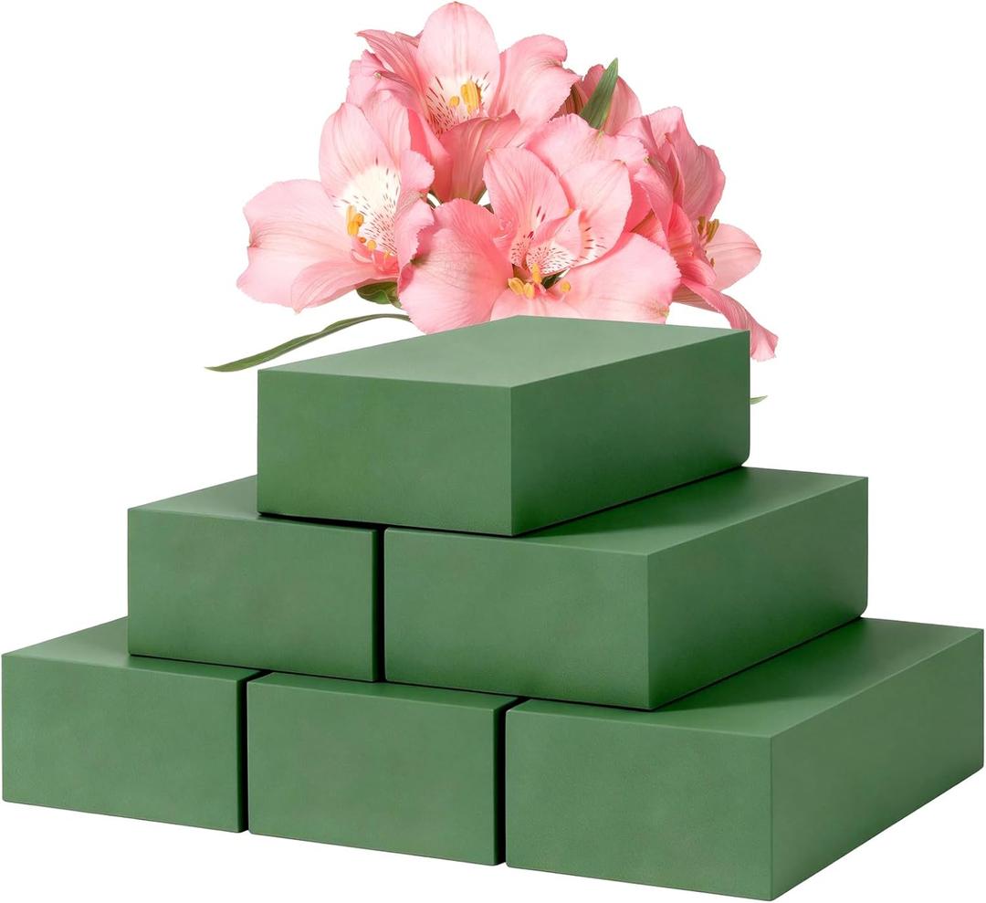 Mkobon 6 Pack Floral Foam Blocks, Green Plant Dry & Wet Flower Arrangement Foam, Styrofoam Block for Fresh and Artificial Flowers, Decor Supplies for Wedding, Home, Garden (5.5"L x 3.1"W x 1.6"H)