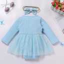 Kids Girls 1st Birthday Outfits Snowflake/Pumpkin Long Sleeve Romper Dress and Headband Cake Smash Outfits (Blue)