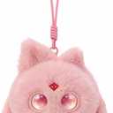 AI Plush Bag Charm, Interactive Voice Chat Companion Stuffed Animals with Expressive LED Eyes, Touch-Reactive Stuffed Toy, Cute Plush Keychain Gift for Teens and Plush Lovers