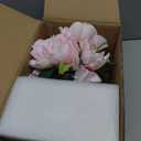 Pink Peony Bouquet in Glass Vase - 6 Piece Artificial Flower Arrangement with Faux Water for Wedding & Home Centerpieces