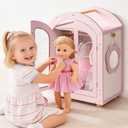ROBOTIME 18 Inch Doll Closet, Wooden Doll Wardrobe with Mirror & Hangers