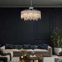 Luxury Crystal Chandelier, 24" Modern Round Dining Room Chandeliers Over Table8 Lights Chrome Ceiling Pendant Ceiling Lighting for Living Room Bedroom Entryway Foyer Staircase