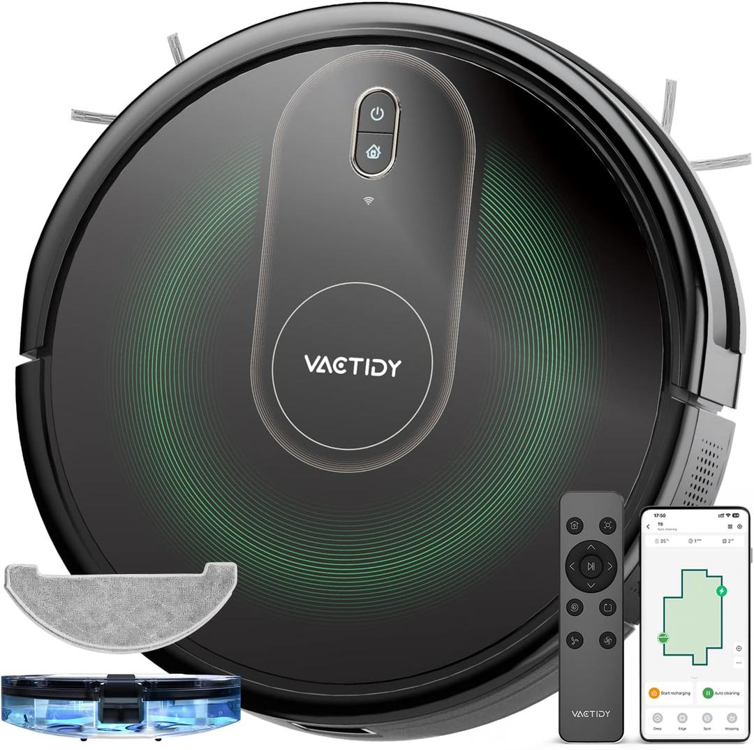Vactidy Nimble T8 2-in-1 Robot Vacuum Cleaner with Wiping Function, 3000Pa Suction Power Vacuum Cleaner Robot with Wiping Function, 120 Min Runtime Mop Robot with Alexa & App & Siri, Robot Vacuum
