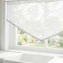 Molaxhome Swag Curtain 51 inch Length Rod Pocket Scalloped Curtain Valance Sheer Lace Panels with Hanging Crystal Beads for Kitchen Bedroom Window Treatments Drape Decor 1pc (Lace White, 51Wx23L)