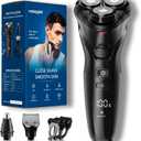 rategist Cordless Electric Razor for Men: 3-in-1 Shaver for Beard/Nose/Sideburns - IPX7 Waterproof Travel Kit - Turbo Speed & Precision Blades