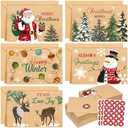 Motiskyy 50 Sets Christmas Greeting Cards with Envelopes and Stickers Assorted Blank Holiday Kraft Note Cards for Winter Festival Party Supplies Gifts