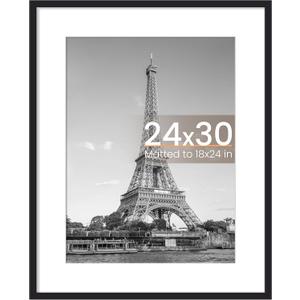upsimples 24x30 Puzzle Frame, Display Pictures 18x24 with Mat or 24 x 30 Without, Wall Hanging Poster Frames, Black, 1 Pack