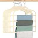 Velvet Hangers Space Saving Non Slip Pant Velvet Hangers, DUDUCOFU 8 Pack Beige Multi Layer Clothes Hangers Closet Organizer for Pants Trousers Scarf