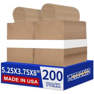 METRONIC Brown Paper Bags 5.25 x 3.75 x 8 inch 200 Pack,Small Kraft Gift Bag Bulk with Handles, Recycled for Shopping, Takeout, Retail, Party Favors & Grocery, Made in USA