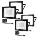 4Pack LED Flood Light Outdoor,100W LED Work Light 11000lm with 6FT US Plug,IP66 Waterproof Exterior Security Lights,6000K Daylight White Outside Floodlights Slim Design for Playground Yard