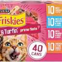 Purina Friskies Gravy Wet Cat Food Variety Pack, Surfin and Turfin Prime Filets Favorites - (Pack of 40) 5.5 oz. Cans