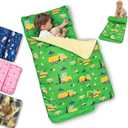 Primlect Toddler Nap Mat with Removable Pillow and Fleece Blanket, Extra Large 55''x35'' Sleeping Bag, Washable, Light, Easy to Roll up, Perfect for Daycare, Preschool, Kindergarten, Travel