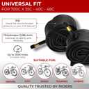 Fincci Pack Inner Tubes 700c x 35c - 40c - 48c with 48mm Presta-Schrader Valve - 700c Bike Tube for Gravel, Urban, Road,Touring, Hybrid, E Bikes - 28 inch Tubes Butyl Rubber for Wheels 622