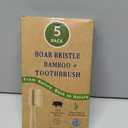 Boar Bristle Bamboo Toothbrush (5-Pack) - Natural Premium Wild Boar Bristles - 100% Biodegradable & Eco-Friendly - No Plastic, No Nylon - Self-Standing Design - Natural Toothbrushes