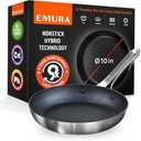 Emura Non Stick Frying Pan | 10 inch Professional Cookware Aluminum Nonstick Coating Skillet | PFOA and PTFE free, Scratch Resistant, Induction & Oven Safe Cooking | All stovetops