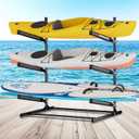 Kayak Storage Rack, Heavy Duty Freestanding Kayak Stand for 2/3 Kayaks, Adjustable Canoe and Paddleboard Holder for Indoor Outdoor Garage Storage, Assembly Required, 3-Tier
