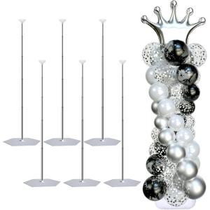 Balloon Arch Stand, Balloon Stand Set of 6, 7 Feet Height Adjustable Metal Balloon Column Stand for Party Decorations Wedding Birthday, Graduation Party Decoration, Baby Shower