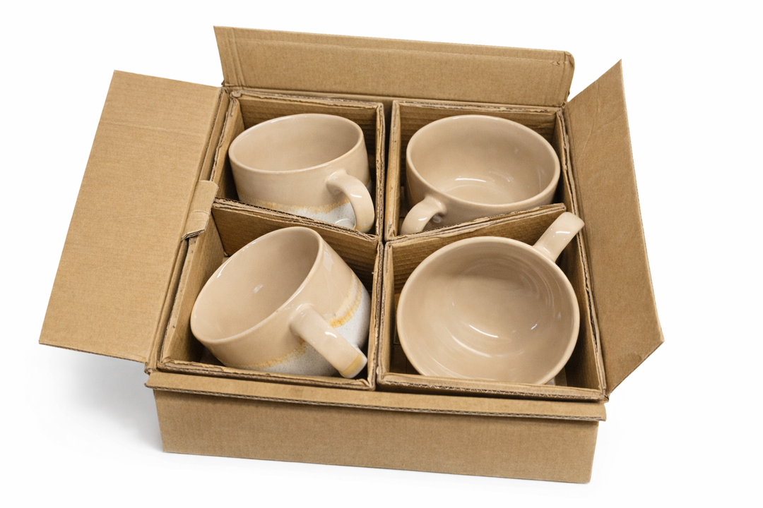 Bosmarlin Ceramic Coffee Mug Set Of 4, 16 Oz, Coffee Cups with Big Handle, Microwave Safe, Unique Reactive Glaze