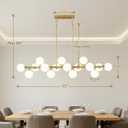EGM 55" L Gold Linear Chandelier, 16-Light Bubble Chandeliers for Dining Room Foyer, Modern Sputnik Light Fixture with Milk White Glass Lampshades, Extra Large Kitchen Island Chandeliers Over Table