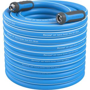 Fevone 105 ft Garden Hose, Heavy Duty Water Hose, Hybrid Polymer, Kink Resistance, 3/4" GHT Aluminum Fittings, 5/8" ID, 600 PSI, Drinking Water Safe (GH7)