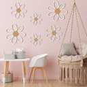 Thyle 6 Pcs Daisy Wall Decor Wooden Daisy Wall Art Flowers Signs Hanging Plaque for Home Nursery Bedroom Farmhouse Bathroom Decorations Housewarming Gifts(White)