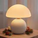 NIORSUN Wireless Mushroom Lamp,Table Lamp for Bedroom, Portables Cordless Lamps,Wireless lamp,Small Bedside Table Touch Lamps for Living Room,Mini Mushroom 5200mAh Battery Operated Lamp Modern (White)