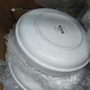 KooK Pasta Bowl, Bowl Plate, Low Bowl, Plate Bowls, Ceramic Large Shallow Bowls, Microwave and Dishwasher Safe, Great for Soups and Salads, Glossy Porcelain, 47 oz, Set of 4, White