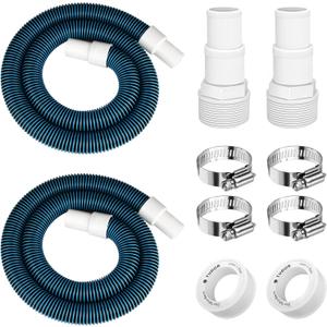1 1/2" Swimming Pool Filter Hose Replacement Kit, 1.5" Above Ground Pool Filter Hose Suitable for Filter,Pump,Vacuum and Skimmer(6 Feet,2 Pack)