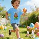 Boys Easter Shirts Kids Cotton Graphic Tees Casual T-Shirts 3-7 Years