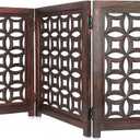Wooden Foldable Pet Dog Safety Gate -3 Panels 20"Wx24"H- Hand Carved Solid Wood And MDF - Free Standing Portable Indoor Doorway Hall Stairs Dog Puppy Fence - Fully Assembled - Antique Brown -IRONGATE